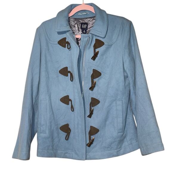 Gap Teal Zip n Toggle Y2K Pea Coat size Medium - Picture 2 of 10